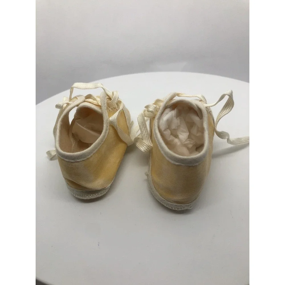 Vintage Christening Shoes Satin Feel Laces Infant Baptism Shoes 3.5